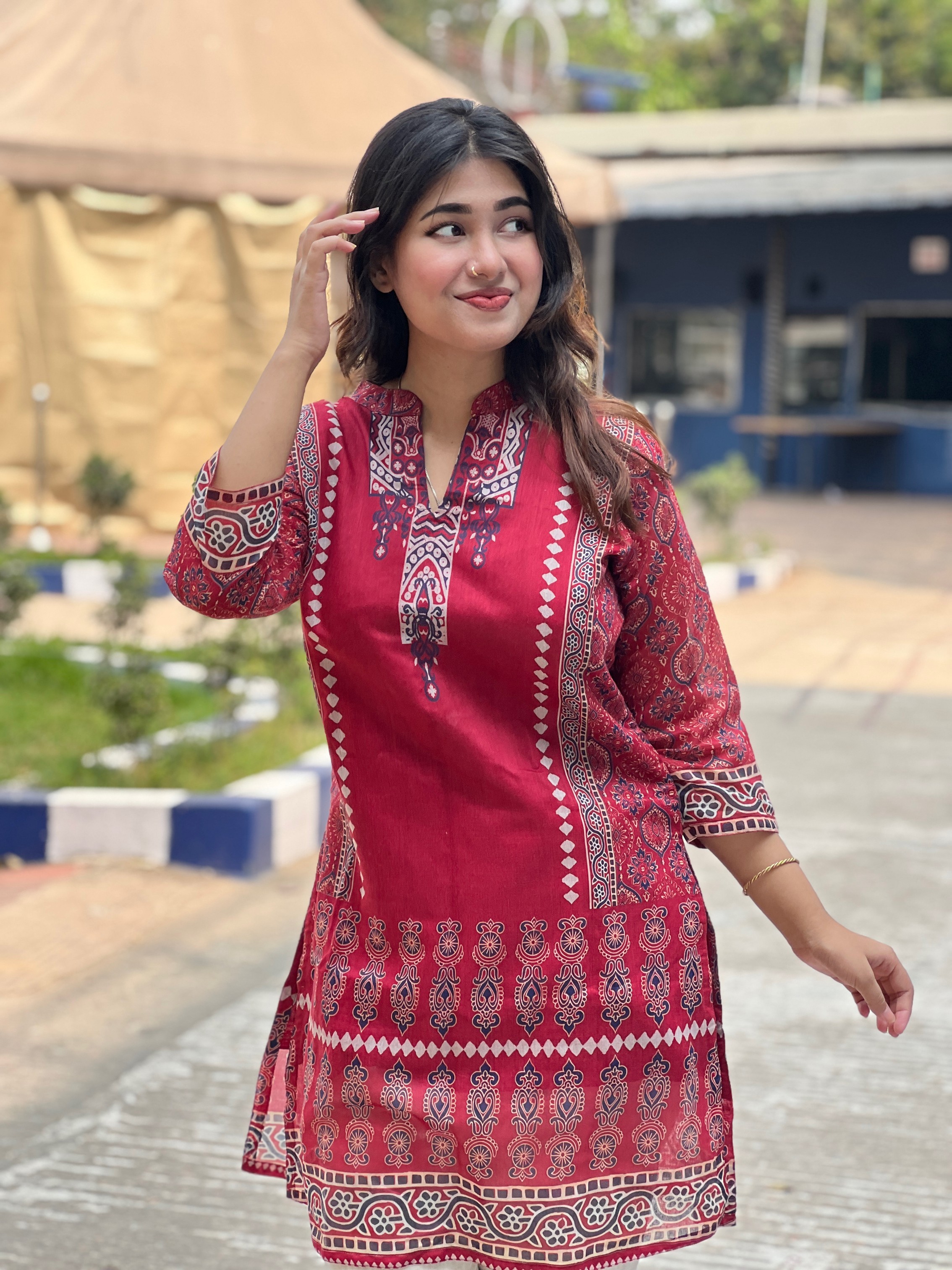 শর্ট অর্গানজা সিল্ক কুর্তি KM - 124