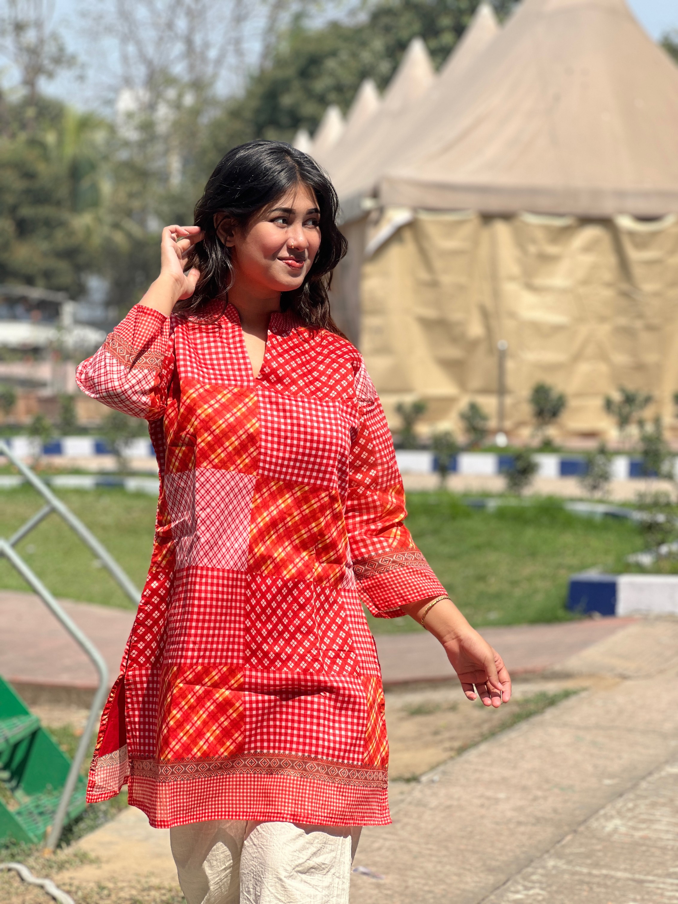 শর্ট অর্গানজা সিল্ক কুর্তি KM - 120